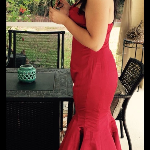 Red mermaid prom dress - Picture 4 of 4